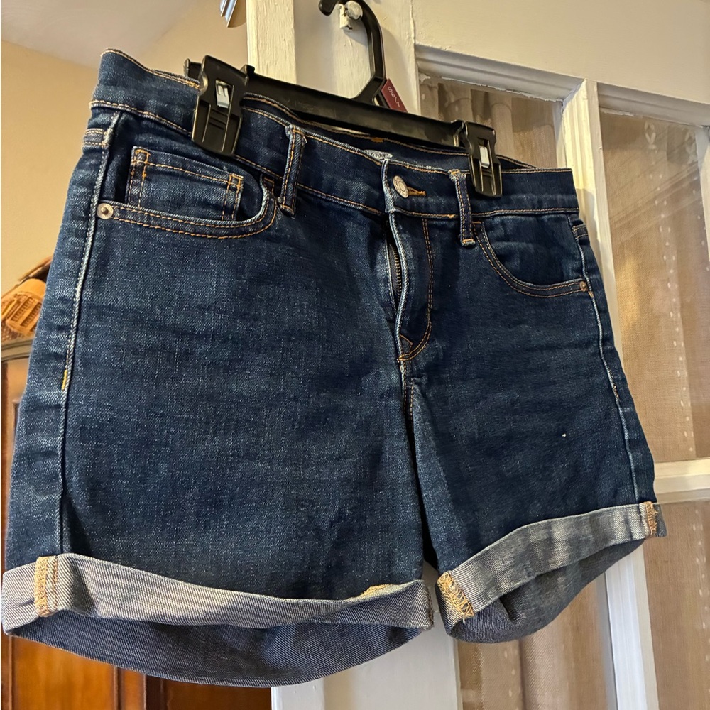 Old Navy Dark Blue Denim Roll-Cuff Jean Shorts
